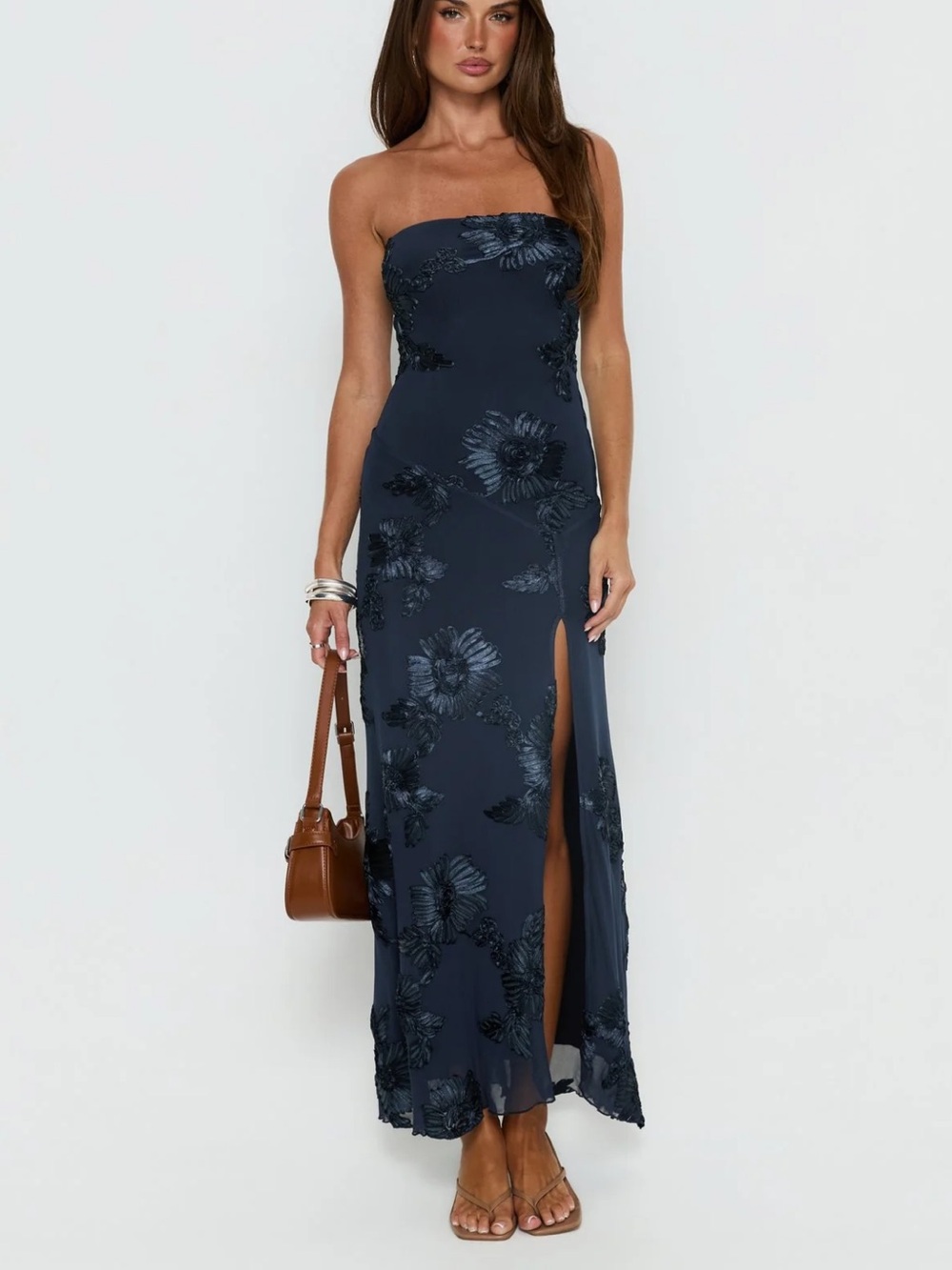 Princess Polly Maribeth Strapless Floral Maxi Dress Navy - Picture 3 of 5